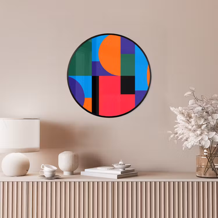 Poster im Rahmen Rund - Geometrisch – Abstrakt – Formen – Farbenfroh – Modern — 5