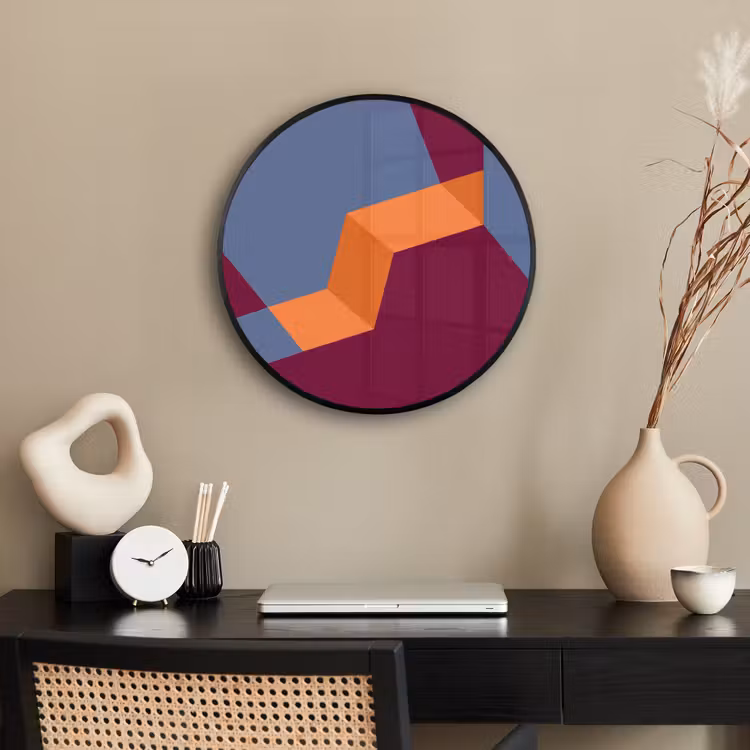 Poster im Rahmen Rund - Zusammenfassung – Formen – Modern – Blau – Orange — 3