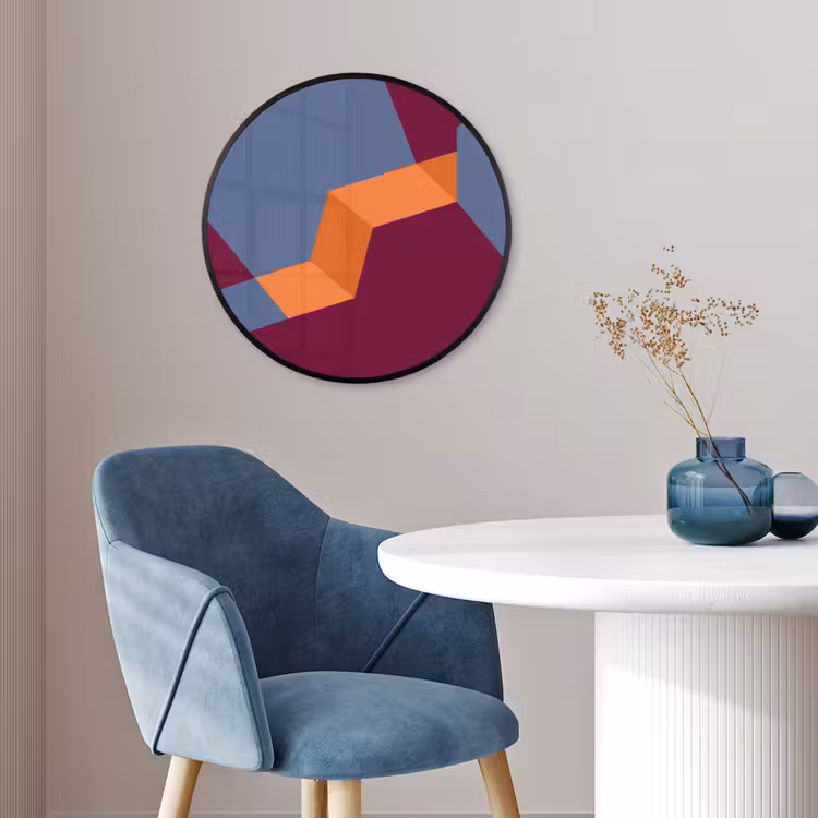 Poster im Rahmen Rund - Zusammenfassung – Formen – Modern – Blau – Orange — 4
