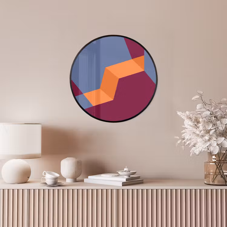 Poster im Rahmen Rund - Zusammenfassung – Formen – Modern – Blau – Orange — 5