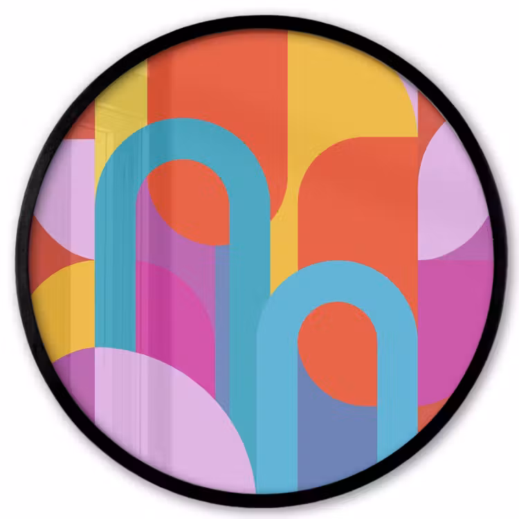 Poster im Rahmen Rund - Zusammenfassung – Geometrie – Farbenfroh – Modern – Kunst — 1