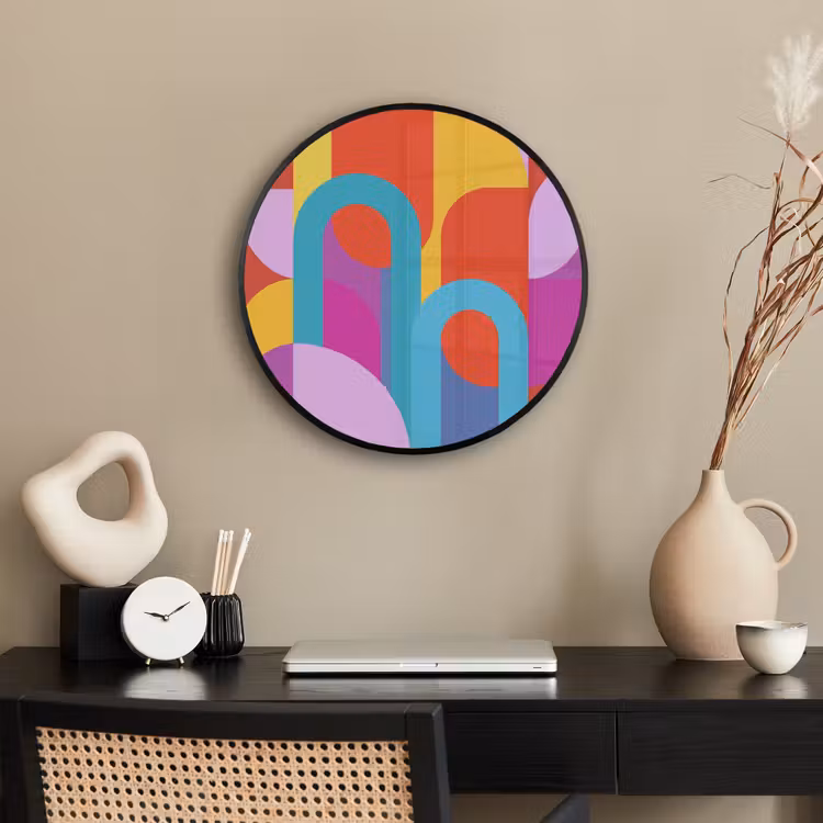 Poster im Rahmen Rund - Zusammenfassung – Geometrie – Farbenfroh – Modern – Kunst — 3