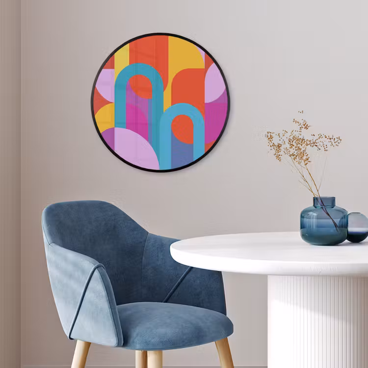 Poster im Rahmen Rund - Zusammenfassung – Geometrie – Farbenfroh – Modern – Kunst — 4