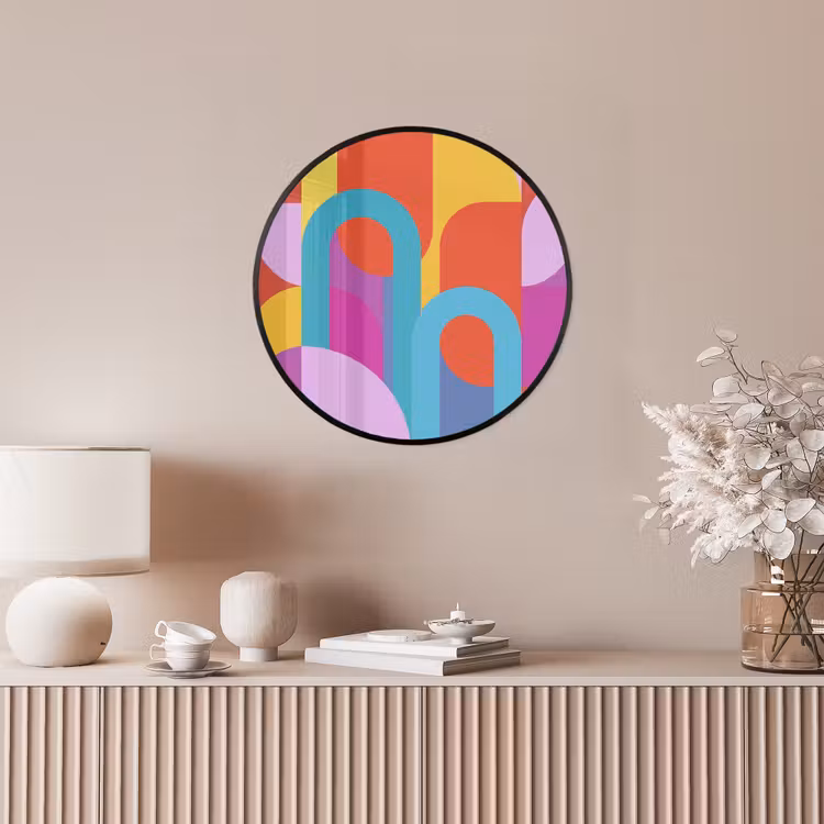 Poster im Rahmen Rund - Zusammenfassung – Geometrie – Farbenfroh – Modern – Kunst — 5