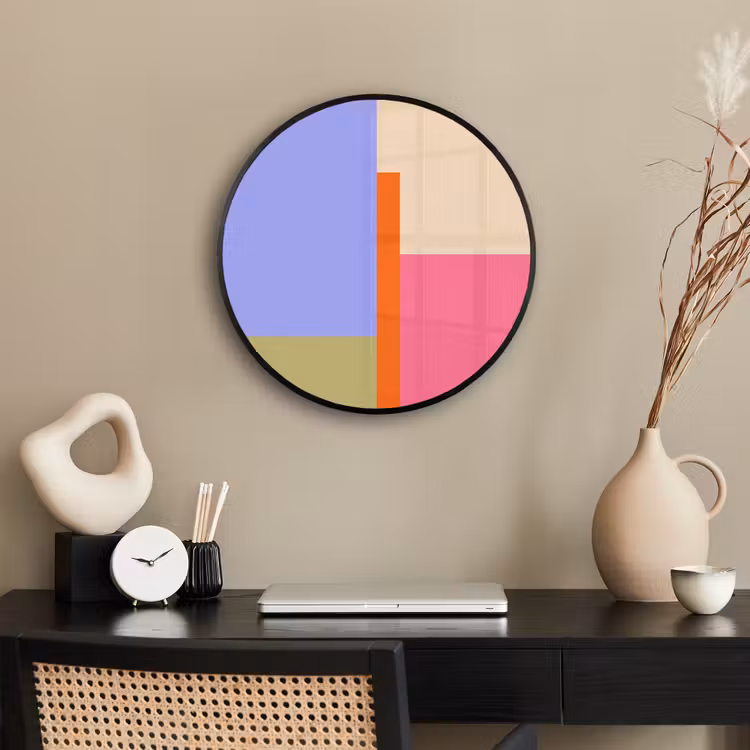 Poster im Rahmen Rund - Zusammenfassung – Geometrie – Kunst – Modern – Farbenfroh — 3