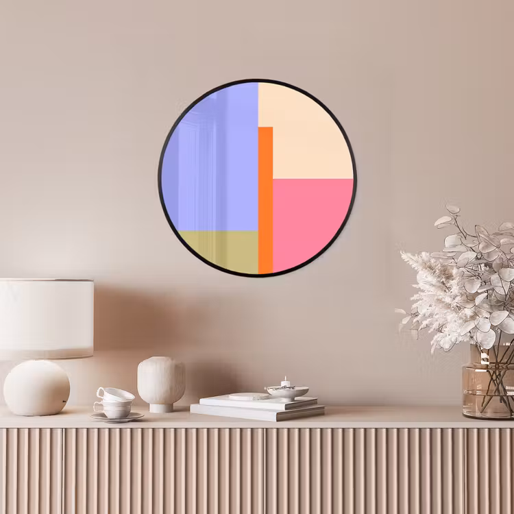 Poster im Rahmen Rund - Zusammenfassung – Geometrie – Kunst – Modern – Farbenfroh — 5