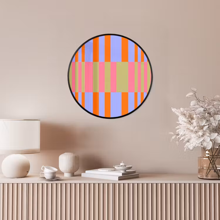 Poster im Rahmen Rund - Zusammenfassung – Muster – Geometrisch – Farbenfroh – Modern — 5