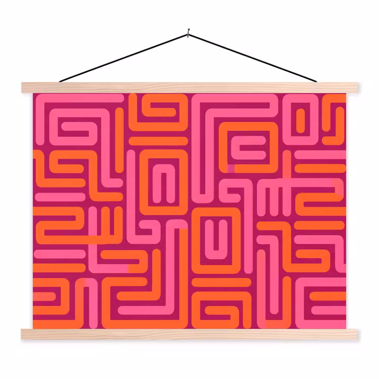 Stoffbild - Zusammenfassung – Muster – Linien – Rosa – Orange — 1
