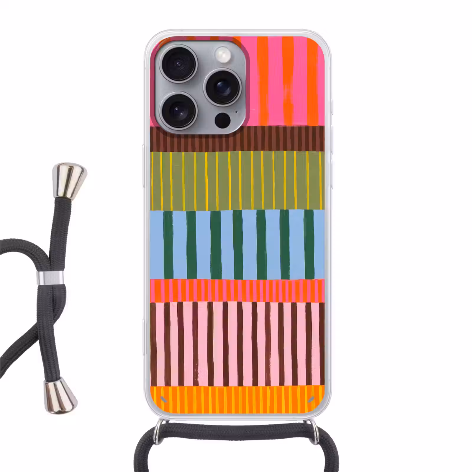 Handyhülle mit Band - Zusammenfassung – Streifen – Modern – Farbenfroh – Kunst — 1