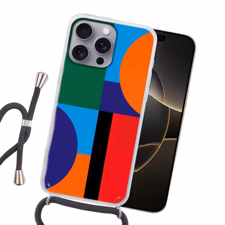 Handyhülle mit Band - Geometrisch – Abstrakt – Formen – Farbenfroh – Modern — 5