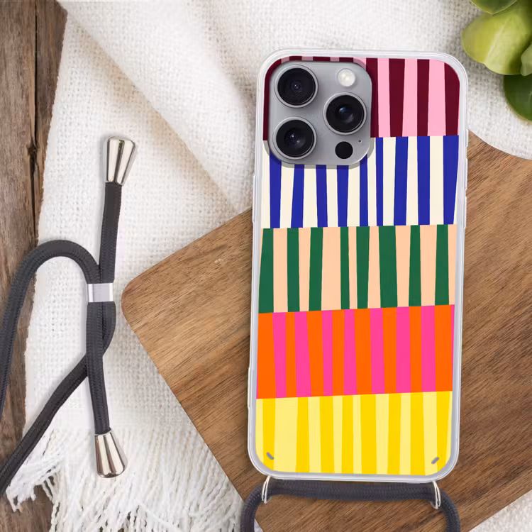Handyhülle mit Band - Muster – Streifen – Abstrakt – Modern – Farbenfroh — 3