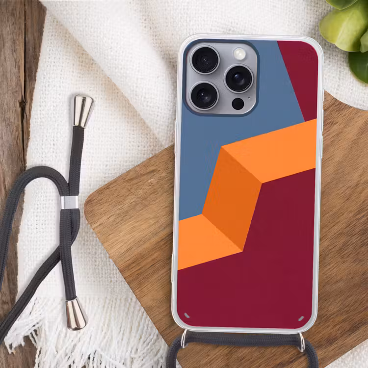 Handyhülle mit Band - Zusammenfassung – Formen – Modern – Blau – Orange — 3