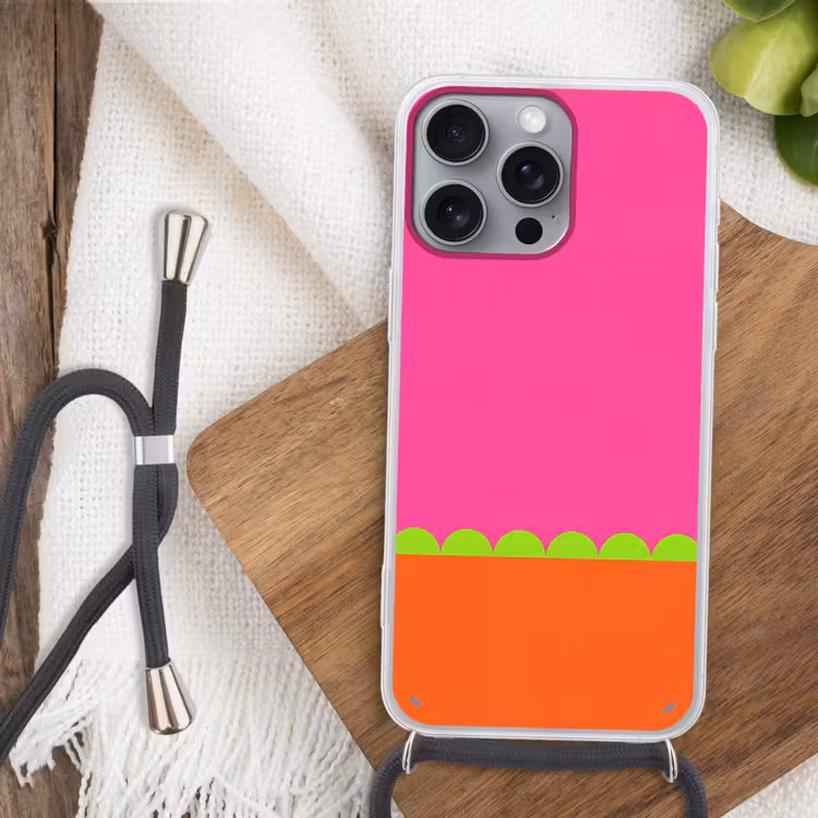 Handyhülle mit Band - Zusammenfassung – Geometrisch – Farbblöcke – Rosa – Orange — 3