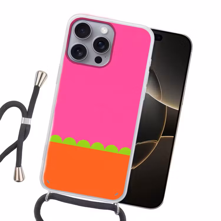 Handyhülle mit Band - Zusammenfassung – Geometrisch – Farbblöcke – Rosa – Orange — 5