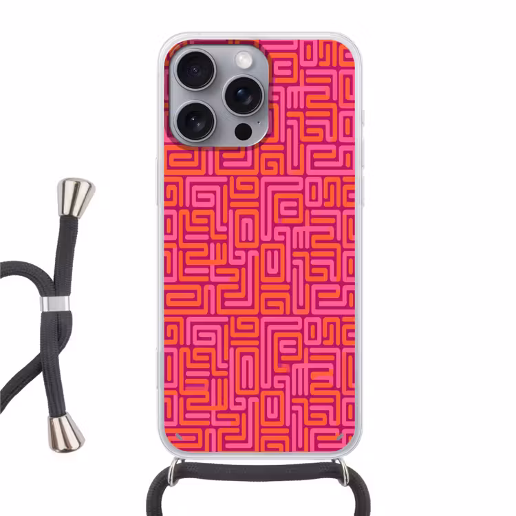 Handyhülle mit Band - Zusammenfassung – Muster – Linien – Rosa – Orange — 1