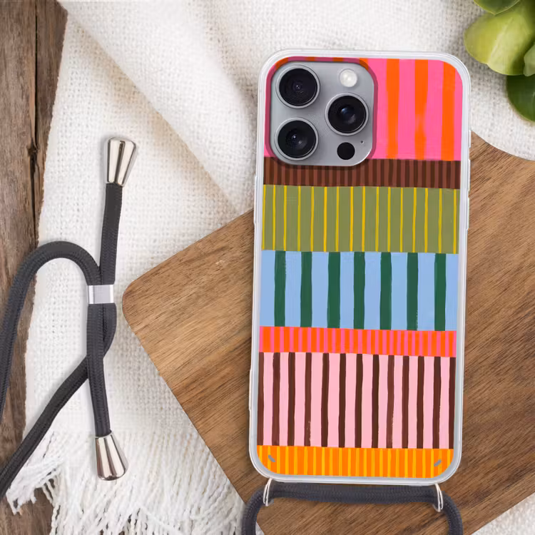 Handyhülle mit Band - Zusammenfassung – Streifen – Modern – Farbenfroh – Kunst — 3
