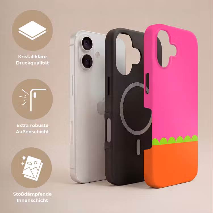 Handyhülle Toughcase - Zusammenfassung – Geometrisch – Farbblöcke – Rosa – Orange — 3