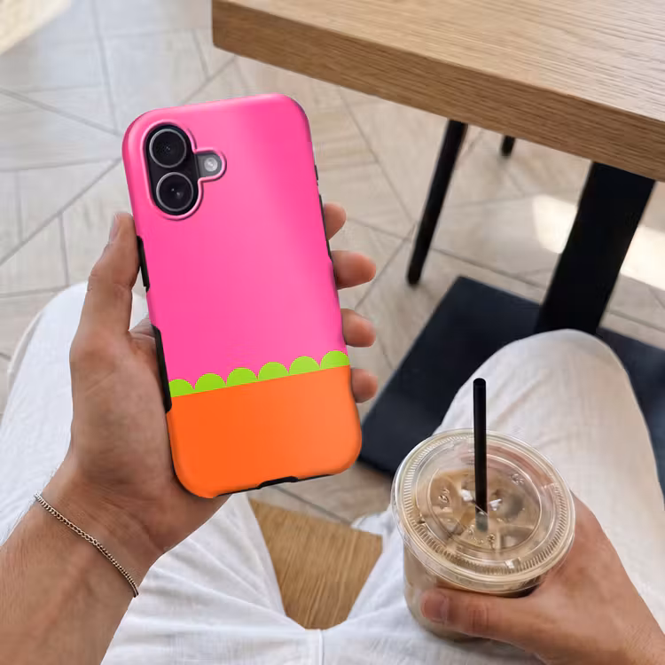 Handyhülle Toughcase - Zusammenfassung – Geometrisch – Farbblöcke – Rosa – Orange — 4