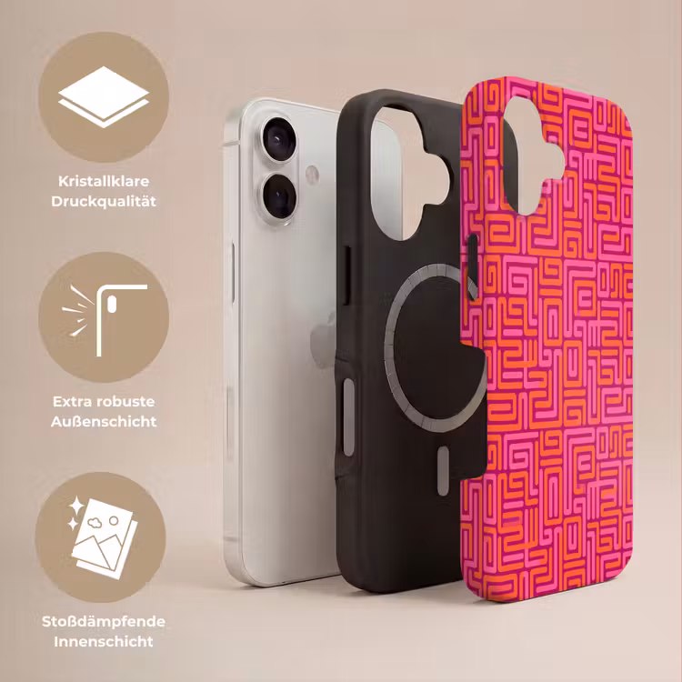 Handyhülle Toughcase - Zusammenfassung – Muster – Linien – Rosa – Orange — 3