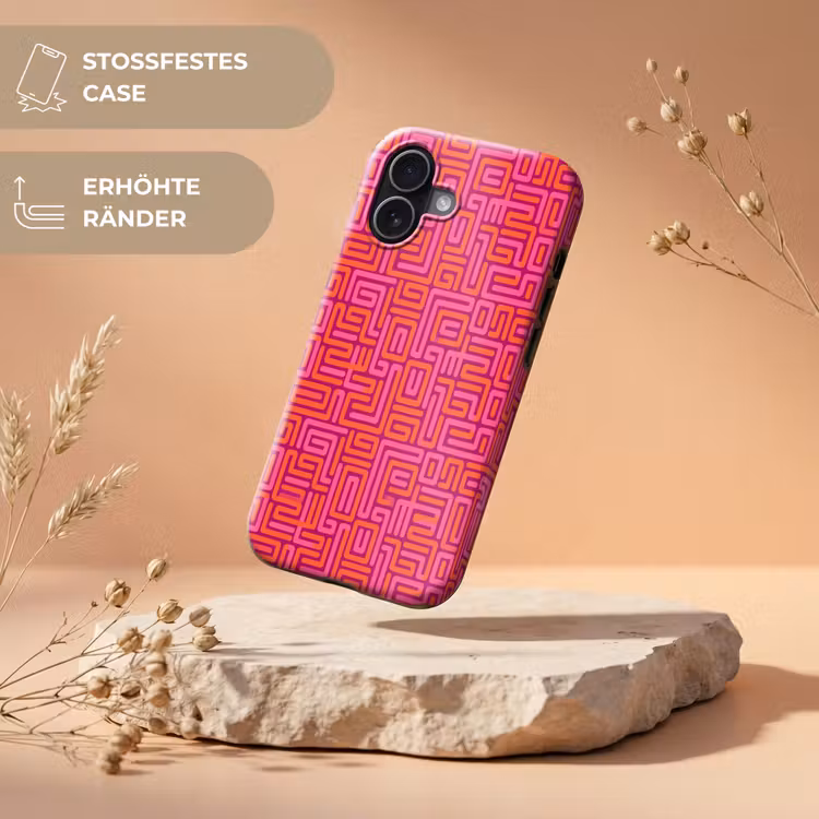Handyhülle Toughcase - Zusammenfassung – Muster – Linien – Rosa – Orange — 5