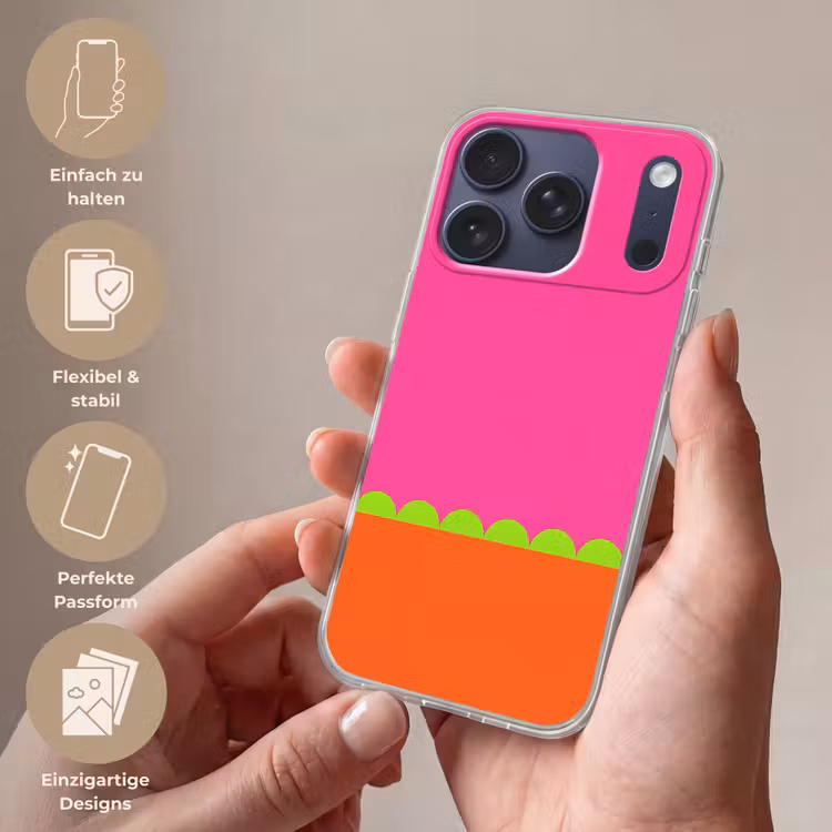 Handyhülle - Zusammenfassung – Geometrisch – Farbblöcke – Rosa – Orange — 4
