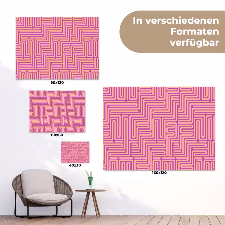 Gartenposter - Muster – Linien – Abstrakt – Modern – Lila — 6