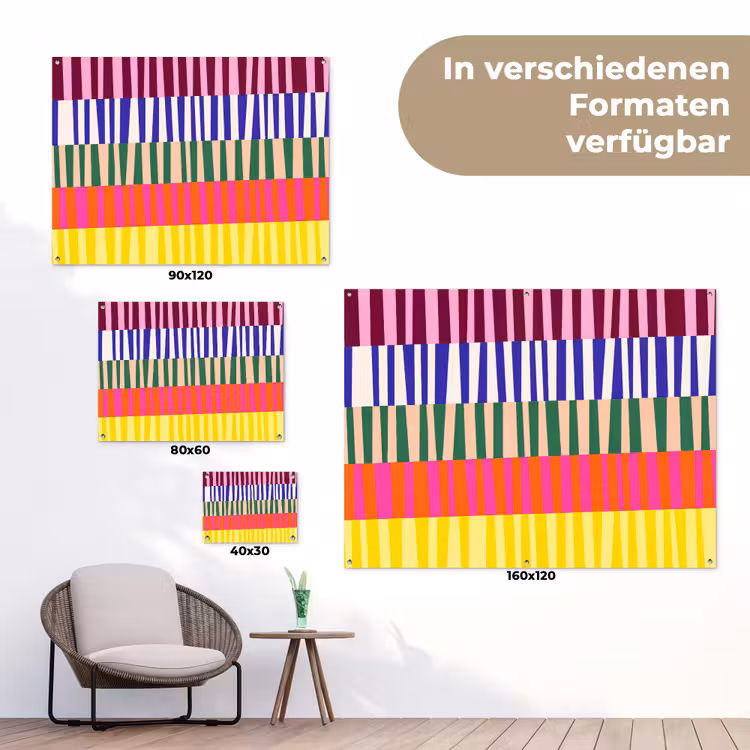 Gartenposter - Muster – Streifen – Abstrakt – Modern – Farbenfroh — 6