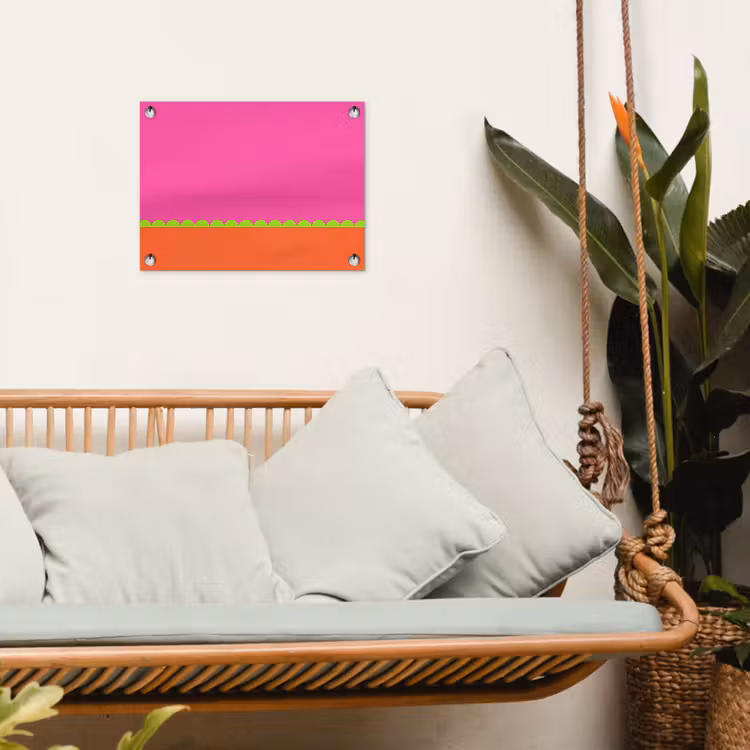 Gartenposter - Zusammenfassung – Geometrisch – Farbblöcke – Rosa – Orange — 4