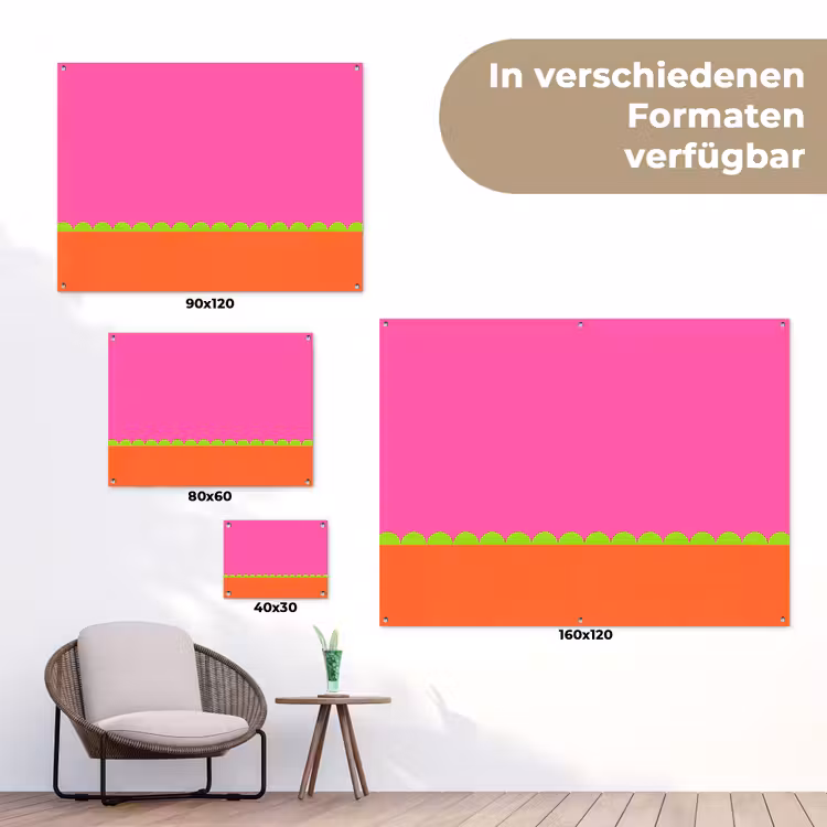 Gartenposter - Zusammenfassung – Geometrisch – Farbblöcke – Rosa – Orange — 6