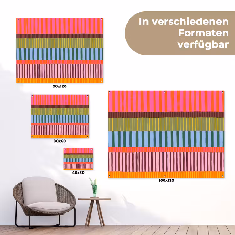 Gartenposter - Zusammenfassung – Streifen – Modern – Farbenfroh – Kunst — 6