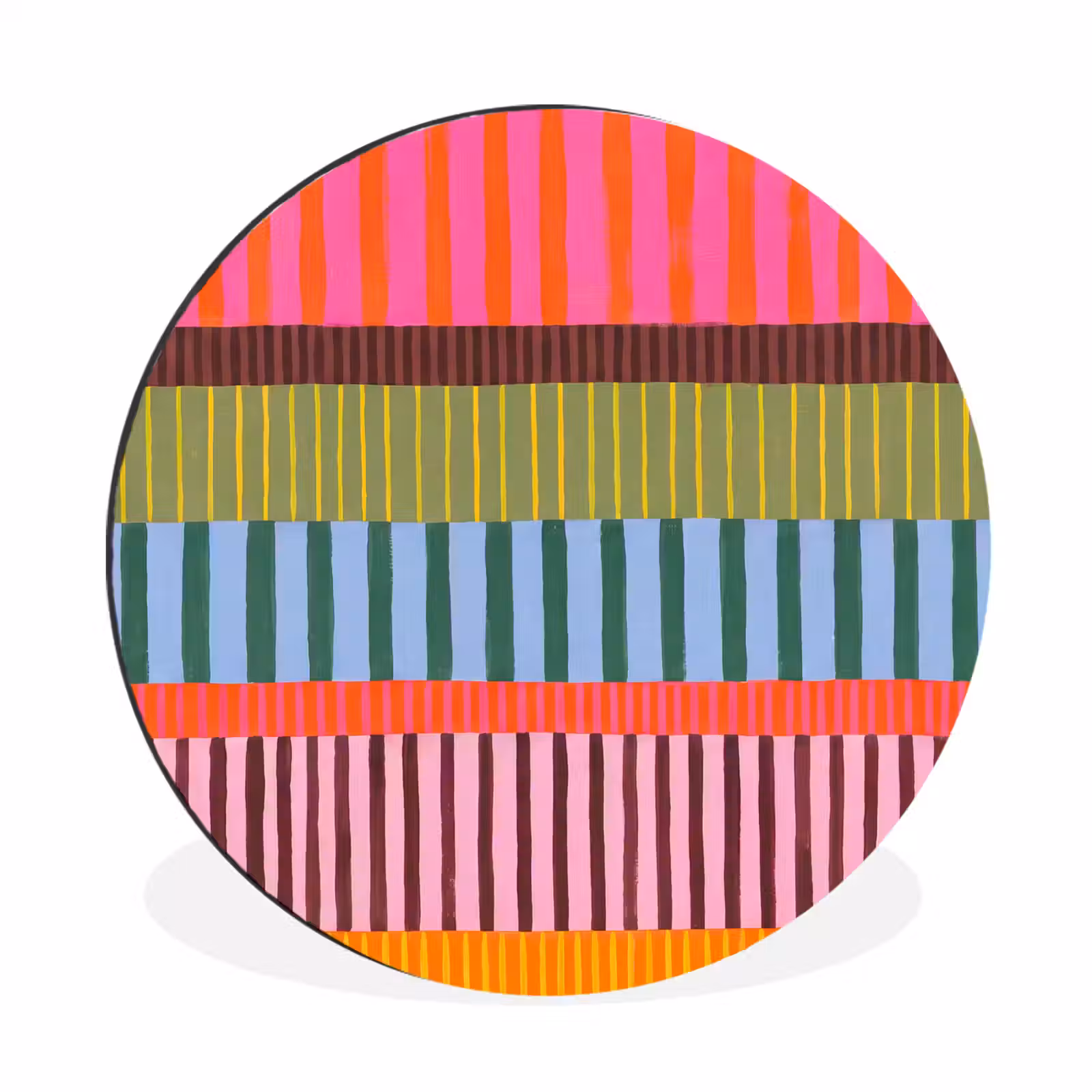 Alu-Dibond-Bild Rund - Zusammenfassung – Streifen – Modern – Farbenfroh – Kunst — 1