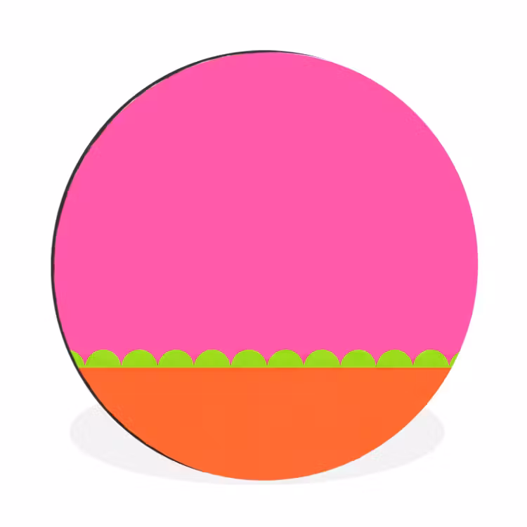 Alu-Dibond-Bild Rund - Zusammenfassung – Geometrisch – Farbblöcke – Rosa – Orange — 1