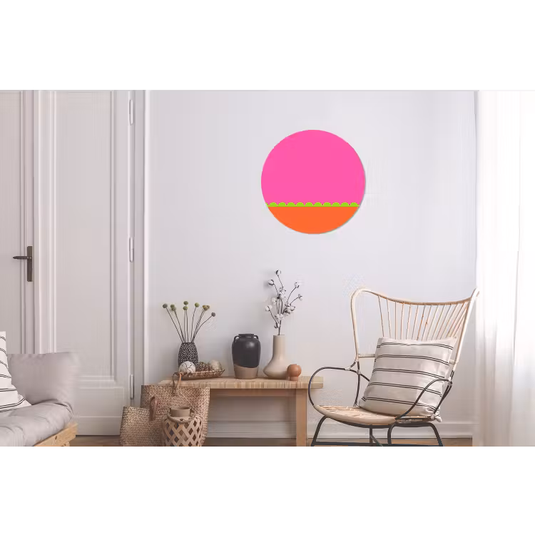 Alu-Dibond-Bild Rund - Zusammenfassung – Geometrisch – Farbblöcke – Rosa – Orange — 2