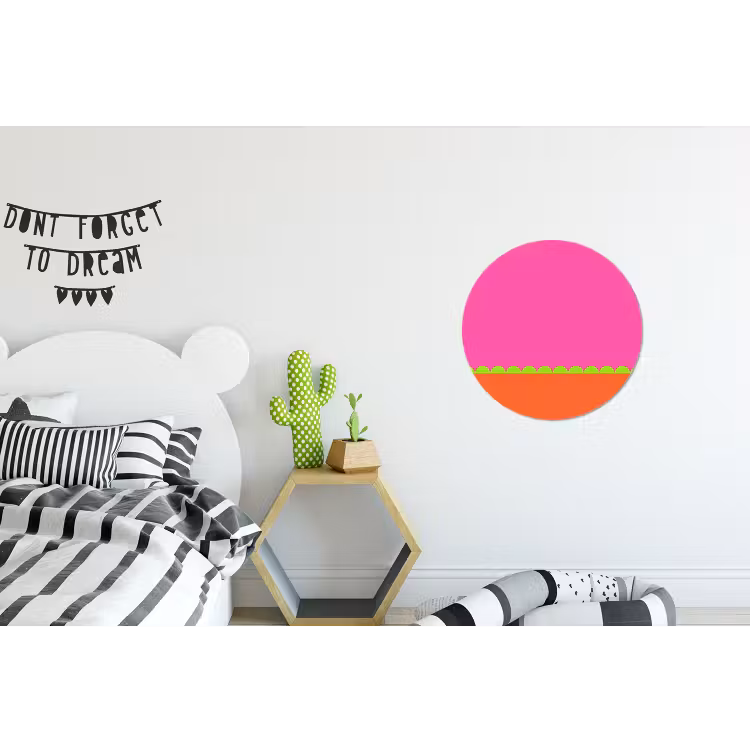Alu-Dibond-Bild Rund - Zusammenfassung – Geometrisch – Farbblöcke – Rosa – Orange — 4