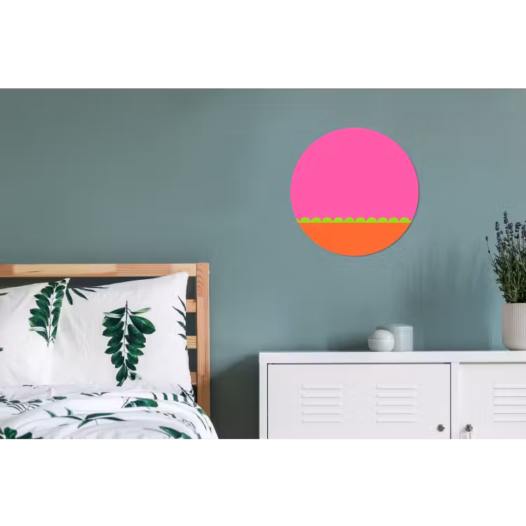 Alu-Dibond-Bild Rund - Zusammenfassung – Geometrisch – Farbblöcke – Rosa – Orange — 5
