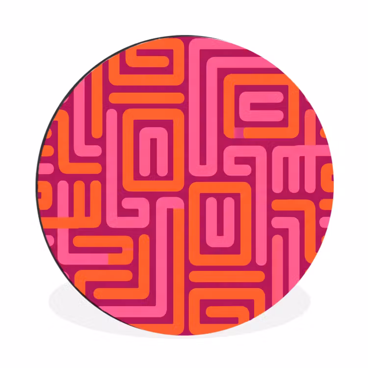 Alu-Dibond-Bild Rund - Zusammenfassung – Muster – Linien – Rosa – Orange — 1