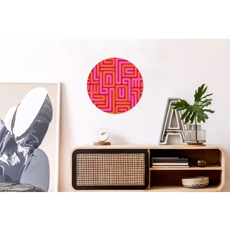 Alu-Dibond-Bild Rund - Zusammenfassung – Muster – Linien – Rosa – Orange — 3