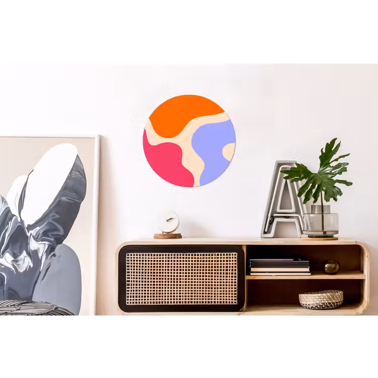 Alu-Dibond-Bild Rund - Zusammenfassung – Organische Formen – Design – Modern – Farbenfroh — 3
