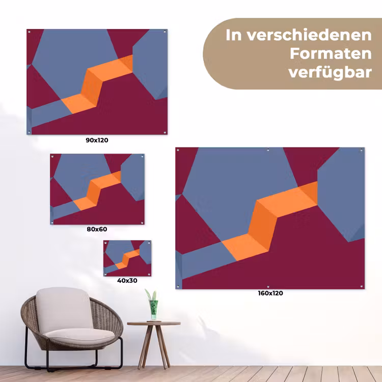 Gartenposter - Zusammenfassung – Formen – Modern – Blau – Orange — 6