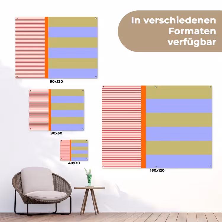 Gartenposter - Zusammenfassung – Geometrie – Streifen – Blöcke – Rot — 6
