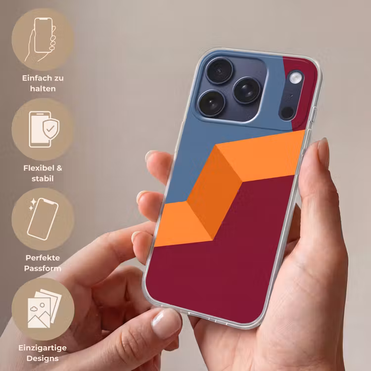 Handyhülle - Zusammenfassung – Formen – Modern – Blau – Orange — 4