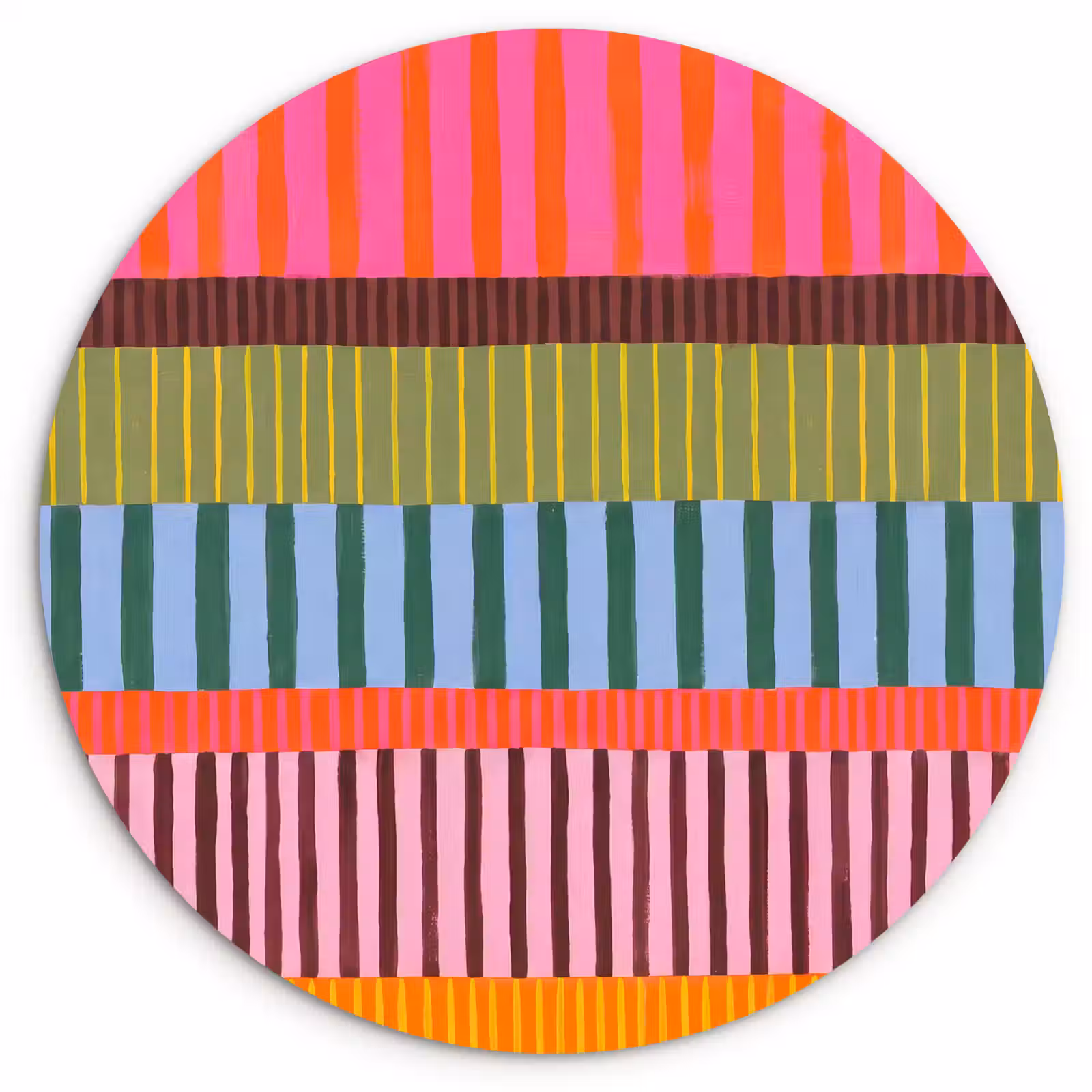 Glasbild Rund - Zusammenfassung – Streifen – Modern – Farbenfroh – Kunst — 1