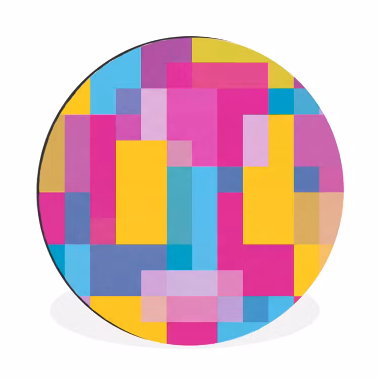 Alu-Dibond-Bild Rund - Abstrakt – Geometrisch – Kunst – Farbenfroh – Modern — 1