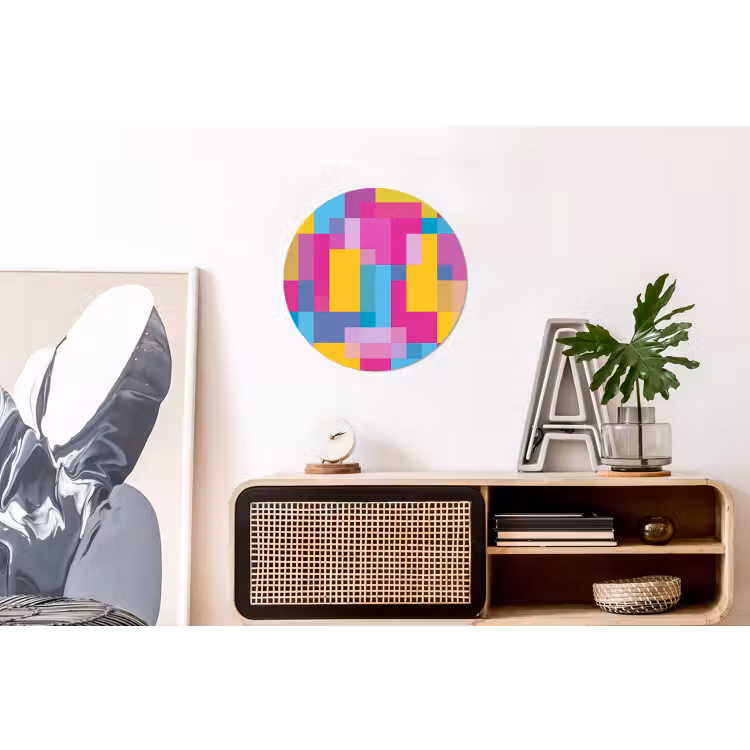 Alu-Dibond-Bild Rund - Abstrakt – Geometrisch – Kunst – Farbenfroh – Modern — 3