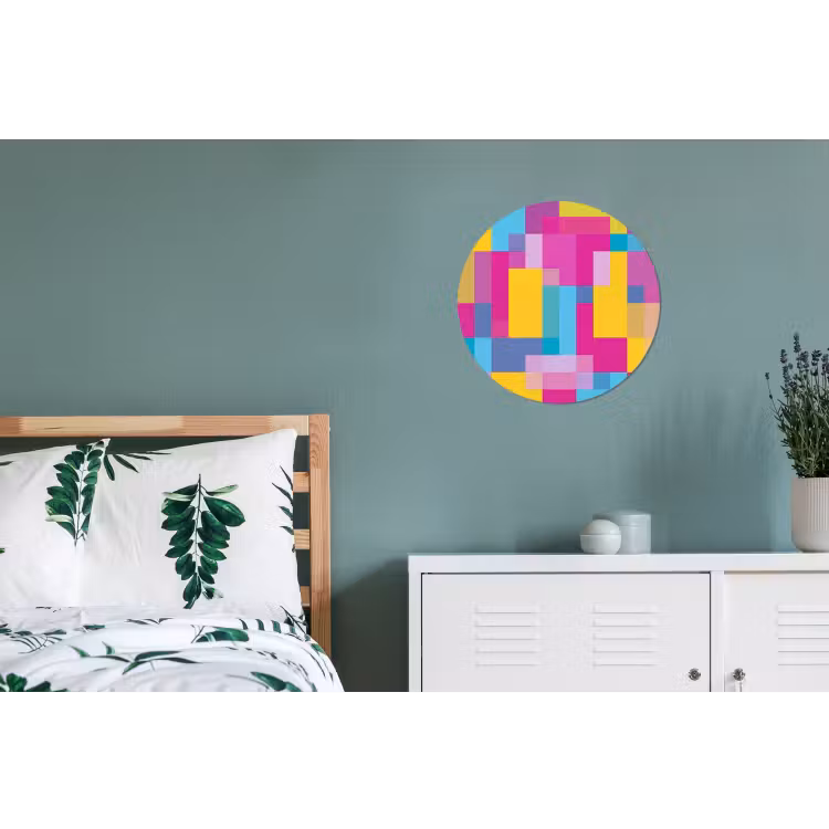 Alu-Dibond-Bild Rund - Abstrakt – Geometrisch – Kunst – Farbenfroh – Modern — 5