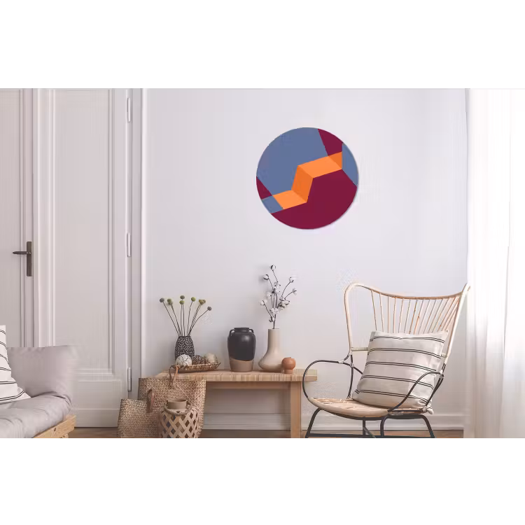 Alu-Dibond-Bild Rund - Zusammenfassung – Formen – Modern – Blau – Orange — 2