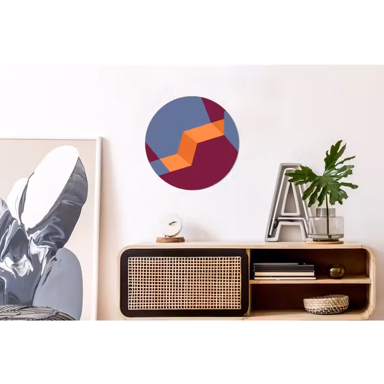 Alu-Dibond-Bild Rund - Zusammenfassung – Formen – Modern – Blau – Orange — 3
