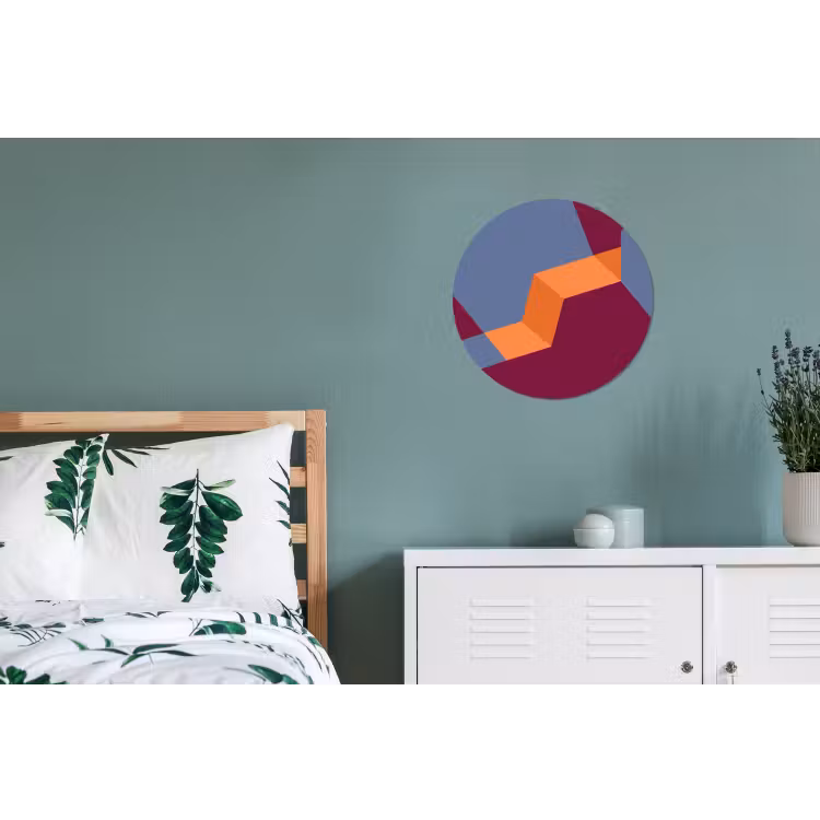 Alu-Dibond-Bild Rund - Zusammenfassung – Formen – Modern – Blau – Orange — 5