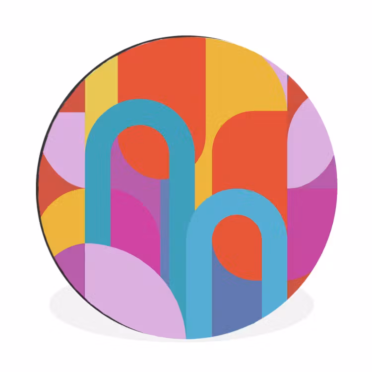 Alu-Dibond-Bild Rund - Zusammenfassung – Geometrie – Farbenfroh – Modern – Kunst — 1