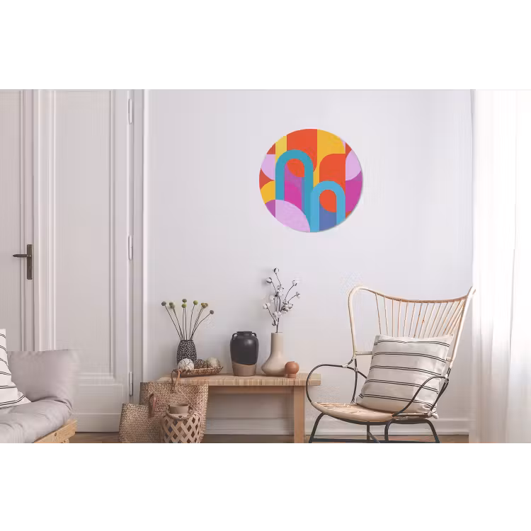 Alu-Dibond-Bild Rund - Zusammenfassung – Geometrie – Farbenfroh – Modern – Kunst — 2